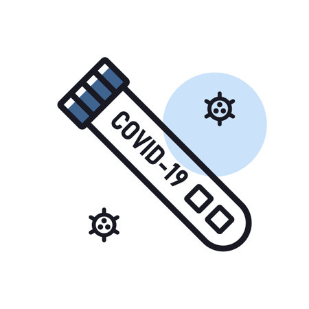 Coronavirus blood test tube vector icon. medical sign. Graph symbol for medical web site and apps design, logo, app, UIのイラスト素材
