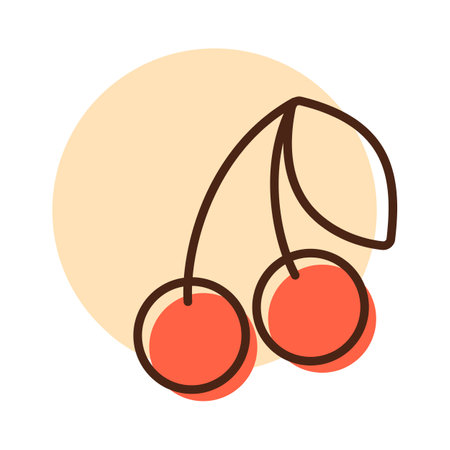 Cherry vector isolated icon. Graph symbol for food and drinks web site, apps design, mobile apps and print media, logo, UIのイラスト素材