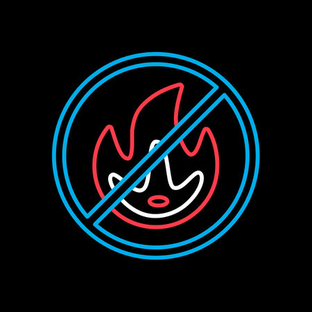 No Fire flame sign vector isolated on black background icon. fire symbol. stop fire. Escape from fireのイラスト素材