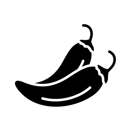 Two chili peppers isolated design vector glyph icon. vegetable sign. Graph symbol for food and drinks web site, apps design, mobile apps and print media, logo, UIのイラスト素材