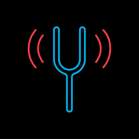 Tuning fork vector on black background icon. music sign. Graph symbol for music and sound web site and apps design, logo, app, UIのイラスト素材
