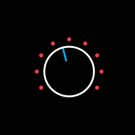Volume knob vector on black background icon. music sign. Graph symbol for music and sound web site and apps design, logo, app, UIのイラスト素材