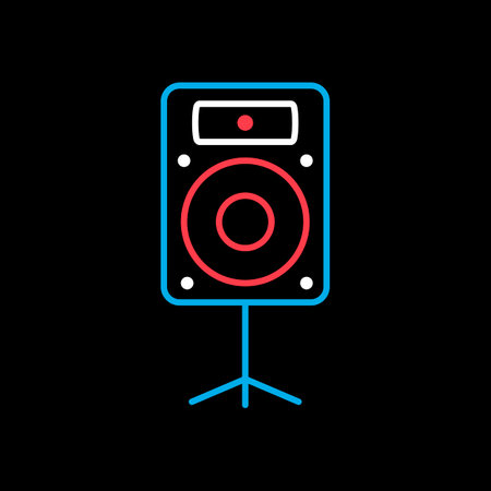 Acoustic speaker vector on black background icon. Music column. Graph symbol for music and sound web site and apps design, logo, app, UIのイラスト素材