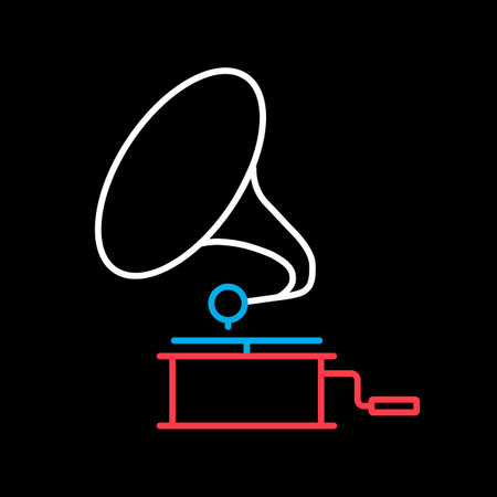 Gramophone vector on black background icon. music sign. Graph symbol for music and sound web site and apps design, logo, app, UIのイラスト素材