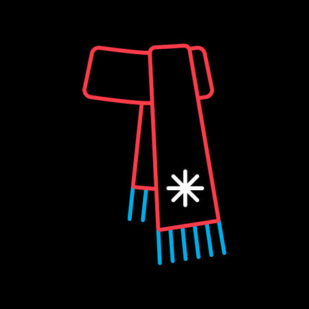 Winter scarf vector isolated on black background icon. winter sign. Graph symbol for travel and tourism web site and apps design, logo, app, UIのイラスト素材