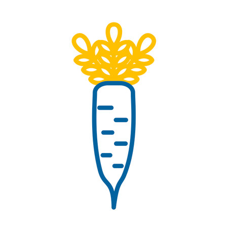 Japanese daikon radish with leaf isolated vector icon. vegetable sign. Graph symbol for food and drinks web site, apps design, mobile apps and print media, logo, UIのイラスト素材