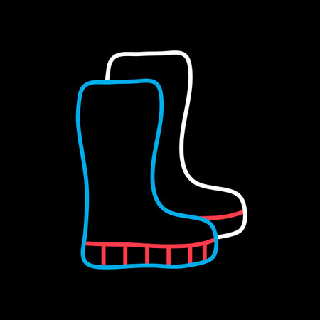 Rubber boots isolated vector on black background icon. Graph symbol for agriculture, garden and plants web site and apps design, logo, app, UIのイラスト素材
