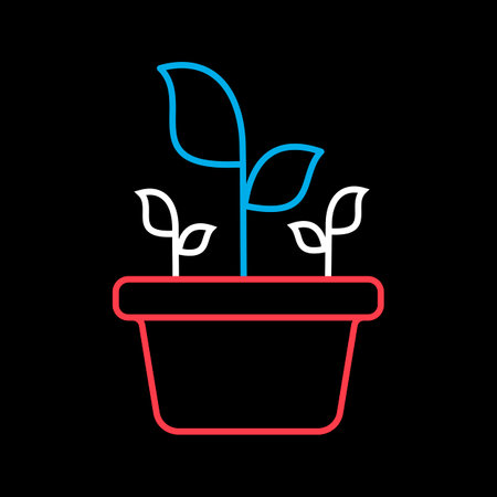 Plant in the pot isolated vector on black background icon. Graph symbol for agriculture, garden and plants web site and apps design, logo, app, UIのイラスト素材