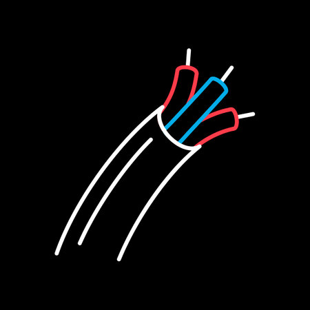 Electric cable vector on dark background icon. Construction, repair and building. Graph symbol for your web site design, logo, app, UIのイラスト素材