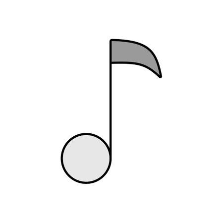 Music note flat color vector grayscale icon. Graph symbol for music and sound web site and apps design, logo, app, UIのイラスト素材