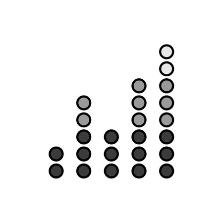Equalizer, frequency with dots color vector grayscale icon. audio signal. music sign. Graph symbol for music and sound web site and apps design, logo, app, UIのイラスト素材