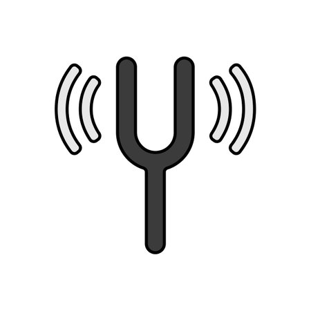 Tuning fork color vector flat grayscale icon. music sign. Graph symbol for music and sound web site and apps design, logo, app, UIのイラスト素材