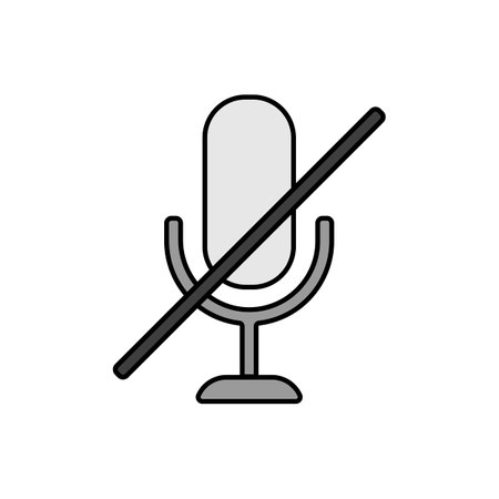 Microphone, mic mute color vector grayscale icon. music sign. Graph symbol for music and sound web site and apps design, logo, app, UIのイラスト素材