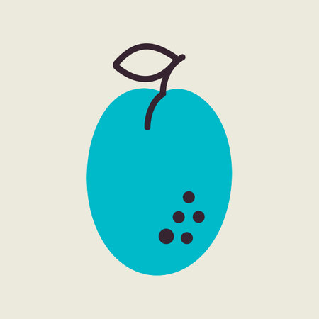 Plum with leaf vector icon. Graph symbol for food and drinks web site, apps design, mobile apps and print media, logo, UIのイラスト素材