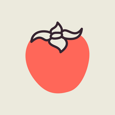 Persimmon, kaki or sharon fruit vector icon. Graph symbol for food and drinks web site, apps design, mobile apps and print media, logo, UIのイラスト素材