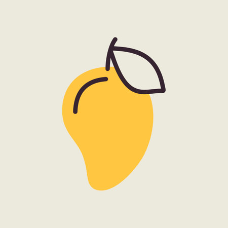 Mango tropical fruit vector icon. Graph symbol for food and drinks web site, apps design, mobile apps and print media, logo, UIのイラスト素材