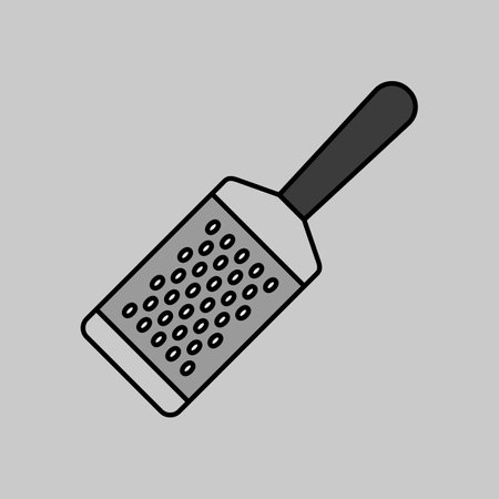 Metal kitchen hand grater for cheese vector grayscale icon. kitchen appliance. Graph symbol for cooking web site design, logo, app, UIのイラスト素材