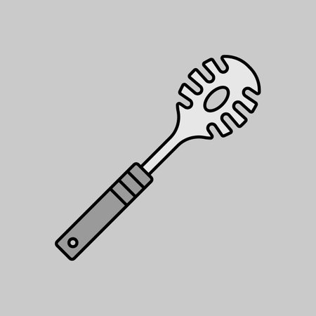 Kitchenware spaghetti spoon vector grayscale icon. kitchen appliances. Graph symbol for cooking web site design, logo, app, UIのイラスト素材