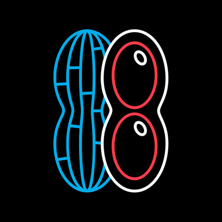 Peanut isolated design vector on black background icon. vegetable sign. Graph symbol for food and drinks web site, apps design, mobile apps and print mediaのイラスト素材