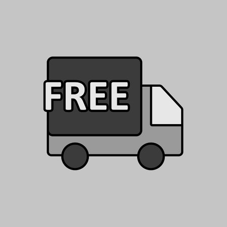 Free shipping grayscale icon. E-commerce sign. Graph symbol for your web site design, app, UI. Vector illustration.のイラスト素材