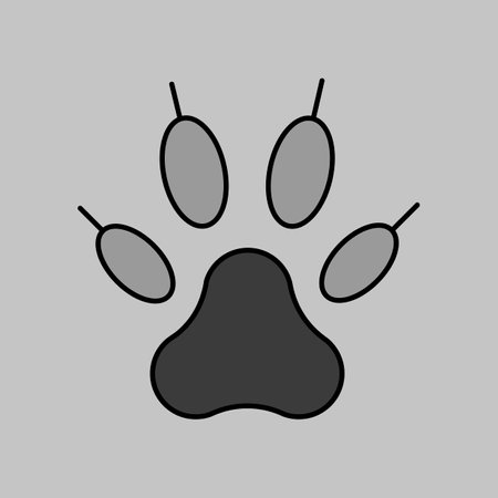 Predatory paw vector isolated grayscale icon. pet animal sign. Graph symbol for pet and veterinary web site and apps design, logo, app, UIのイラスト素材