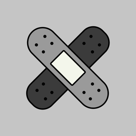 Adhesive plaster vector isolated grayscale icon. Medicine and healthcare, medical support sign. Graph symbol for medical web site and apps design, logo, app, UIのイラスト素材