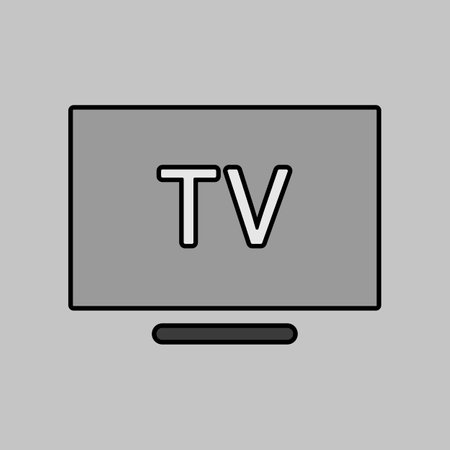 Smart TV flat vector isolated grayscale icon. Graph symbol for household electric web site and apps design, logo, app, UIのイラスト素材
