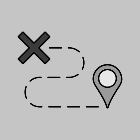 Route vector greyscale icon. navigation sign. Graph symbol for travel and tourism web site and apps design, logo, app, UIのイラスト素材