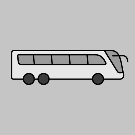 Travel bus vector grayscale icon. Graph symbol for travel and tourism web site and apps design, logo, app, UIのイラスト素材