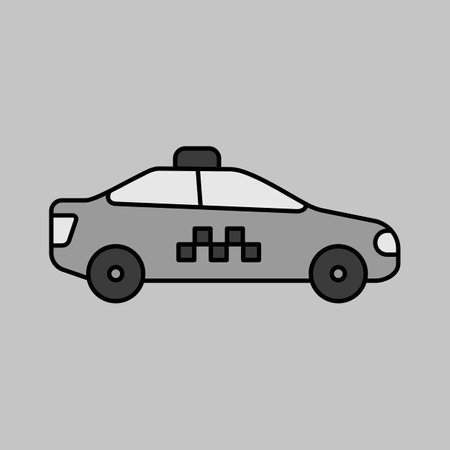 Taxi car grayscale vector isolated icon. Graph symbol for travel and tourism web site and apps design, logo, app, UIのイラスト素材