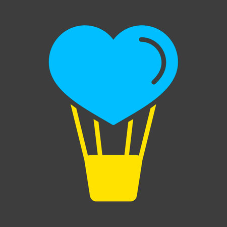 Heart balloon glyph on dark background icon. Valentine's day symbol. Vector illustration, romance elements. Sticker, patch, badge, card for marriage, weddingのイラスト素材