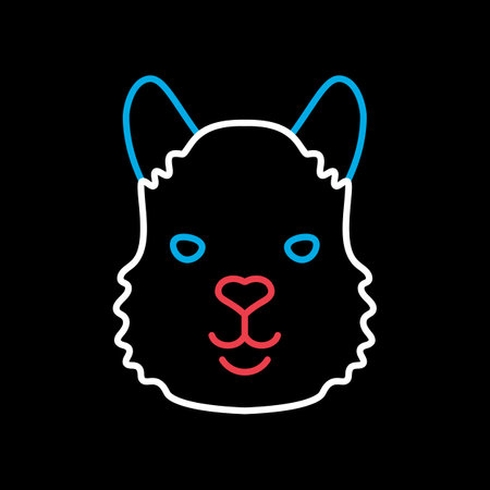 Lama on black background icon. Animal head vector symbol. Agriculture sign. Graph symbol for your web site design, logo, appのイラスト素材