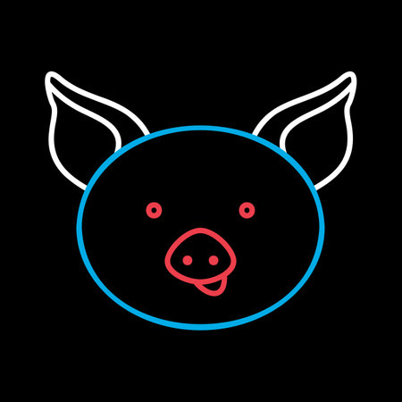 Pig on black background icon. Farm animal vector illustration. Agriculture sign. Graph symbol for your web site design, logo, appのイラスト素材
