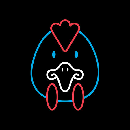 Chicken on black background icon. Animal head vector illustration. Agriculture sign.のイラスト素材