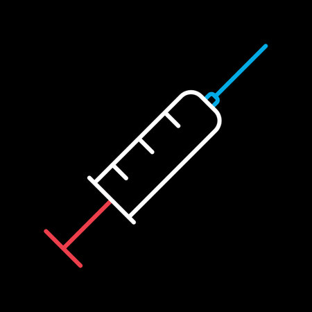 Syringe vector icon on black background. Medical sign. Graph symbol for pet and veterinary web site and apps design, logo, app, UIのイラスト素材