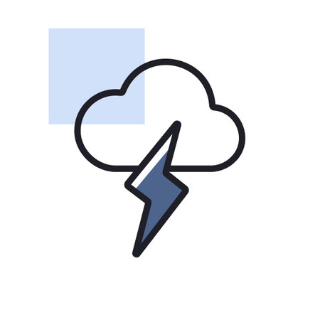 Cloud with lightning vector icon. Meteorology sign. Graph symbol for travel, tourism and weather web site and apps design, logo, app, UIのイラスト素材