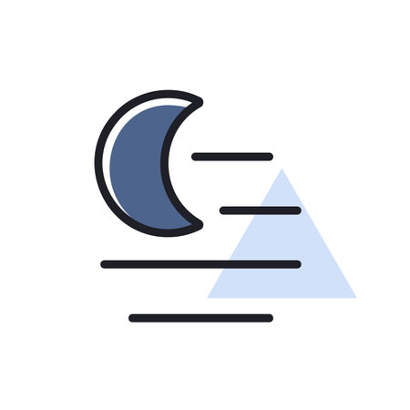 Fog night vector icon. Meteorology sign. Graph symbol for travel, tourism and weather web site and apps design, logo, app, UIのイラスト素材