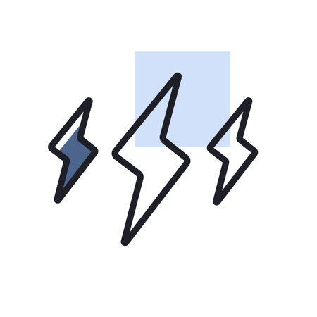 Rainstorm lightning vector icon. Meteorology sign. Graph symbol for travel, tourism and weather web site and apps design, logo, app, UIのイラスト素材