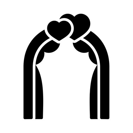 Wedding arch with hearts isolated glyph icon. Vector illustration, romance elements. Sticker, patch, badge, card for marriage, valentineのイラスト素材