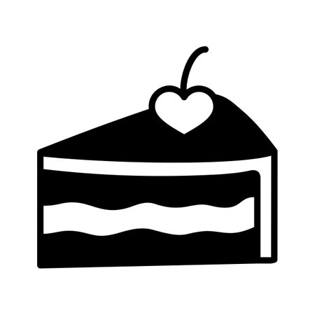 Peace of cake with heart isolated glyph icon. Vector illustration, romance elements. Sticker, patch, badge, card for marriage, valentineのイラスト素材