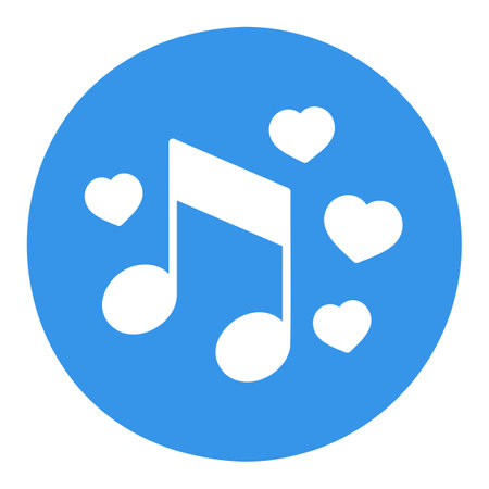 Musical note with heart sign isolated glyph icon. Vector illustration, romance elements. Sticker, patch, badge, card for marriage, valentineのイラスト素材