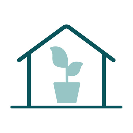 Greenhouse with seedlings inside vector icon. Graph symbol for agriculture, garden and plants web site and apps design, logo, app, UIのイラスト素材