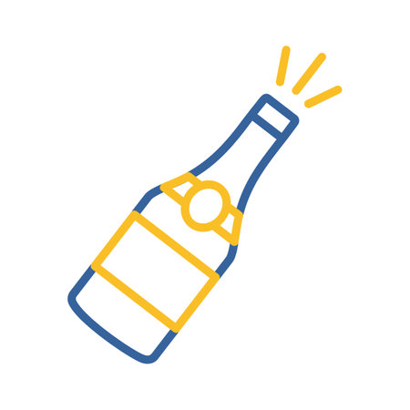 Champagne bottle isolated icon. Vector illustration, romance elements. Sticker, patch, badge, card for marriage, valentineのイラスト素材