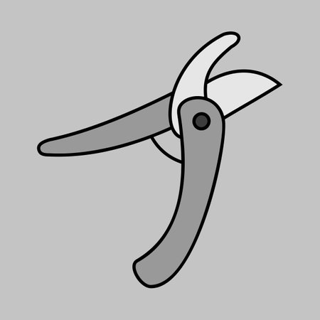 Pruning scissors, garden secateurs vector grayscale icon. Graph symbol for agriculture, garden and plants web site and apps design, logo, app, UIのイラスト素材