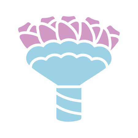 Wedding flower bouquet isolated glyph icon. Vector illustration, romance elements. Sticker, patch, badge, card for marriage, valentineのイラスト素材