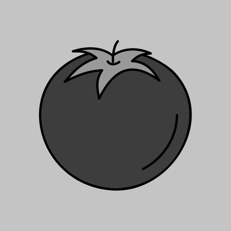 Tomato isolated design vector grayscale icon. Vegetable sign. Graph symbol for food and drinks web site, apps design, mobile apps and print media, logo, UIのイラスト素材
