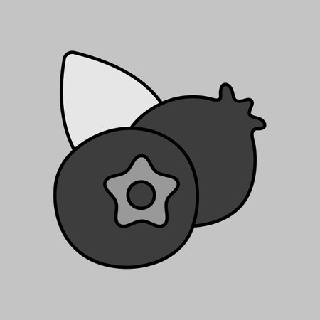 Forest berry sign. Blueberry vector grayscale icon. Graph symbol for food and drinks web site, apps design, mobile apps and print media, logo, UIのイラスト素材
