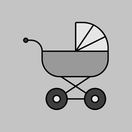 Stroller baby, carriage vector isolated grayscale icon. Graph symbol for children and newborn babies web site and apps design, logo, app, UIのイラスト素材