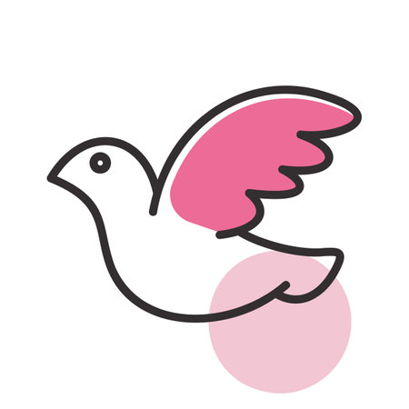 Wedding dove isolated icon. Vector illustration, romance elements. Sticker, patch, badge, card for marriage, valentineのイラスト素材