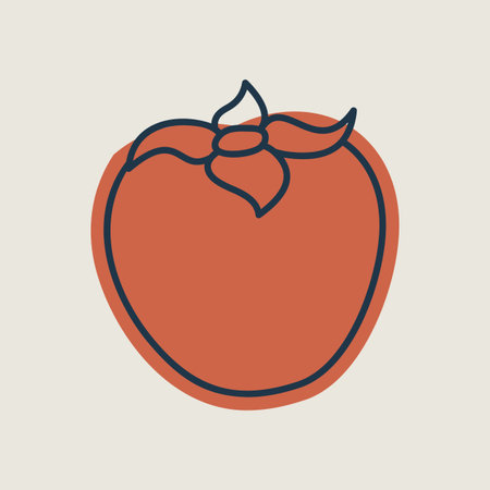 Persimmon, kaki or sharon fruit vector icon. Graph symbol for food and drinks web site, apps design, mobile apps and print media, logo, UIのイラスト素材